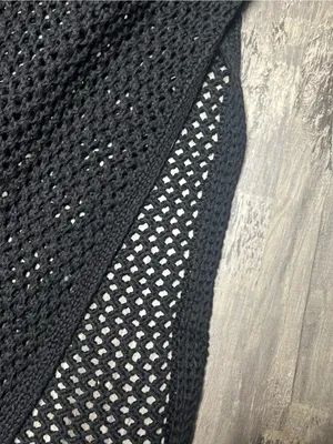 HYFVE Black Open Knit Crochet Open Back Maxi Dress Swim Coverup Size L thumbnail 3