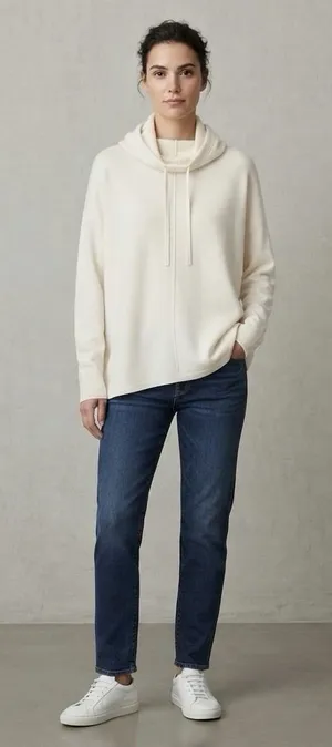 Banana Republic Size-L‎ Womens Pullover Sweater Hoodie Off White thumbnail 1