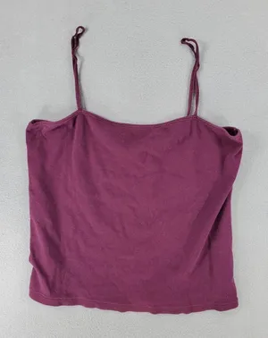 Abercrombie & Fitch Cami Tank Top Women L Burgundy Solid Cotton Spaghetti Strap thumbnail 1