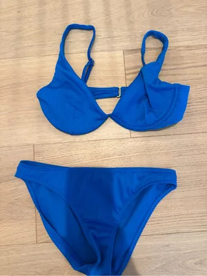 Hollister Blue Ribbed Underwire Bikini Set thumbnail 1
