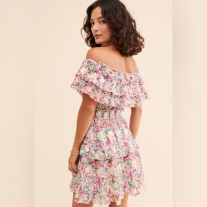 BTFL-LIFE Off Shoulder Ruffle Embroidered Dress‎ thumbnail 2