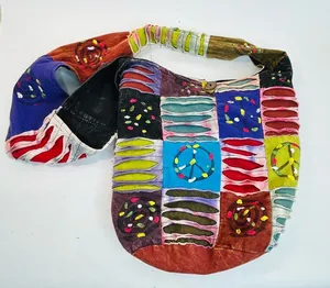 Rising International Patchwork Hobo Bag Colorful Boho Retro Fabric Festival thumbnail 1