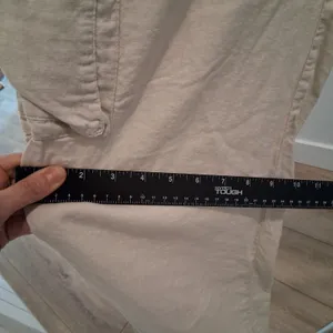 Sincerely Jules Cargo Pants Beige Linen Wide Leg Utility Pockets Women's Medium thumbnail 8