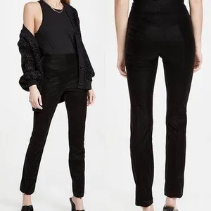 NWT Good American Black Croc Executive Pants Size 2 Flare Leg Slit Zipper XS thumbnail 2