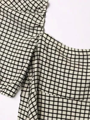 Zara Black and White Checkered Mini Dress - Size Medium thumbnail 7