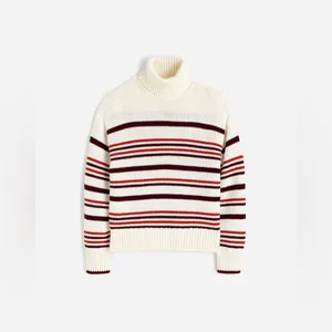 NWT Madewell Ribbed Cotton Turtleneck Sweater Stripe M front collar separated thumbnail 5
