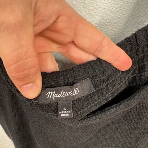 Madewell Tank Top Womens Size L Black Cropped Square Neck Smocked Back Linen thumbnail 5