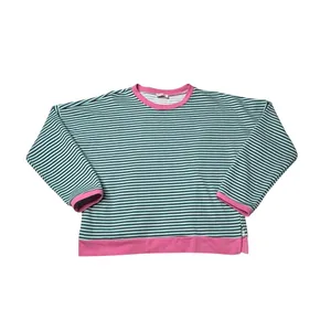 Pink Lily Mint Pink Striped Oversized Boxy Sweatshirt Medium Retro 80s thumbnail 2