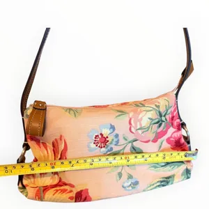 Fossil Floral‎ Canvas Baguette Shoulder Bag Leather Trim Y2K VTG Boho Feminine thumbnail 5