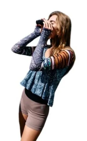 Free People FP Movement Soul Searcher Printed Hoodie Blue Size S Boho Hippie thumbnail 1
