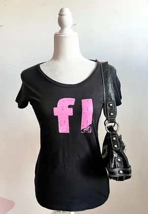 Black Roxy Logo T Shirt Florida Vintage Graphic Tee Y2K 2000s‎ Retro XS thumbnail 1