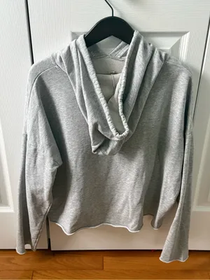 Alo Yoga Box Sweat Crop Hoodie in Gray thumbnail 3