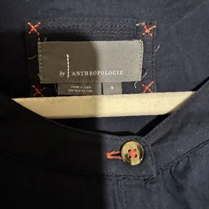 Anthropologie Top Womens Small Blue Seersucker Short Sleeve Cotton Blouse thumbnail 5