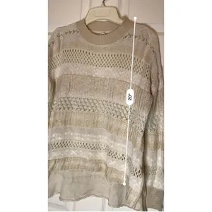 ABV) BILLABONG sweater women's size‎ S white open weave boxy small women thumbnail 3