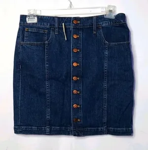 NWT Madewell stretch straight A-line button down blue jean mini skirt sz 30 thumbnail 1