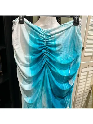 Farai London Blue Ombre Ruched Mesh Maxi Skirt Size Large thumbnail 5