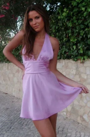ZARA dress mini halter pink satin Bow 🍬 🎀 wedding party coctail bridal shower thumbnail 1