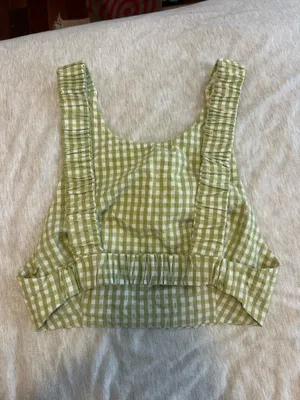 Zara Green Gingham Cropped Top thumbnail 2