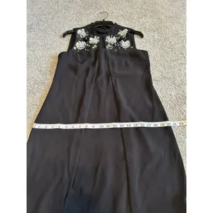 WOMEN'S MSK‎ BLACK, SLEEVELESS DRESS,FLORAL SILVER ACCENT RHINESTONES,Size Small thumbnail 10