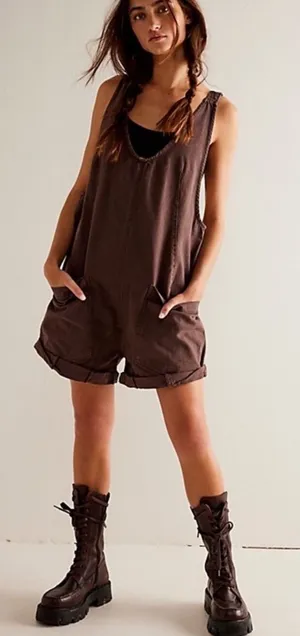 Free People We The Free High Roller Shortall In Brown Size Medium thumbnail 1
