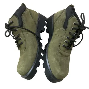 Olive Green Waterproof Suede Leather Hiking Boots granola girl goblincore thumbnail 4