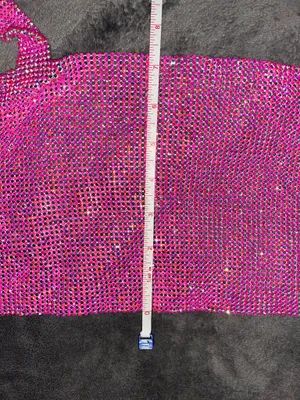 SheIn NWOT Rhinestone Detail Metallic Open Back Pink Top thumbnail 5