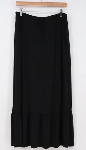 Liz Claiborne Skirt Womens L Liz & Co Black Ruffle Hem Stretch Maxi Excellent thumbnail 1