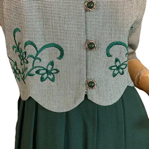 Miss Dorby Vintage 1990'S Green & White One Piece Dress With Tie Back Belt (6p) thumbnail 9