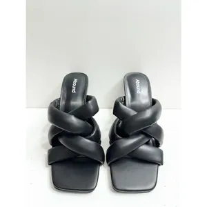 Abound Sandals Womens Size 6.5 Black‎ Square Toe Woven Stiletto Heels thumbnail 3