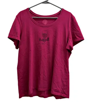 Life is Good Raspberry Color Half Full Wine Glass Tshirt Top thumbnail 1