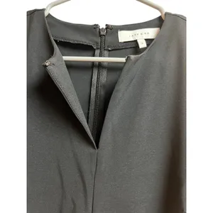 Lark & Ro Women's Puff Sleeve Split Neck Belted Crop Length Jumpsuit Black 6 thumbnail 6