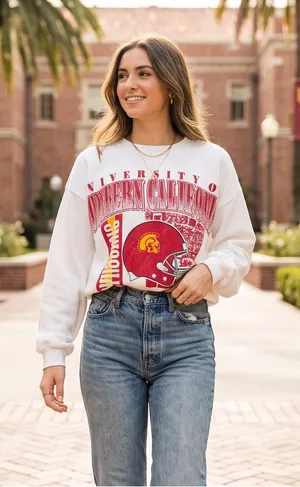 Pressbox White & Red USC Southern California Graphic Sweatshirt - Women thumbnail 1