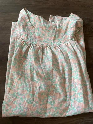 Vintage Handmade Pastel Floral Print Nightgown House Dress, Size Medium *flaw thumbnail 6