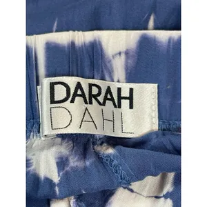 Darah Dahl Women’s Tie Dye Pants Blue White Boho Lounge Casual Lightweight M thumbnail 6