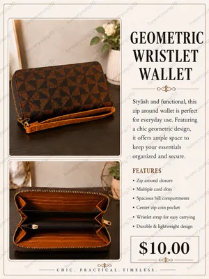 Geometric Wristlet Wallet Brown thumbnail 2