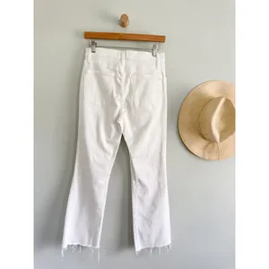 Madewell | EUC Cali Demi-Boot Jeans Pure White Raw Hem Cropped Flare | Sz 28 thumbnail 8