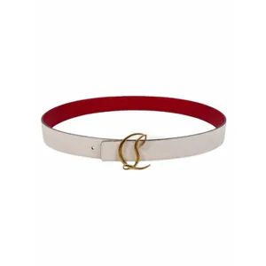 Christian Louboutin CL Logo Calf Leather Belt Leche White Size 90/36 thumbnail 3
