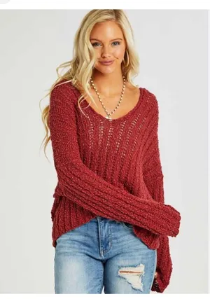 Altar’d State Red Knit Sweater thumbnail 1