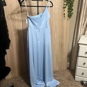 Celebrate Blue Ruched One-Shoulder Gown for Weddings thumbnail 6