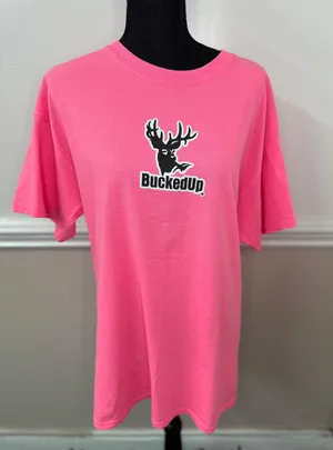 Bucked Up Neon Pink Short Sleeve Graphic Tee Size Large thumbnail 1