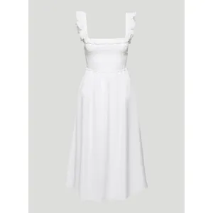 Aritzia Wilfred Reminisce White Sleeveless Smocked Camisole Midi A-Line Dress S thumbnail 9