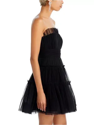 Classic Strapless Black Tulle Cocktail Dress S thumbnail 6