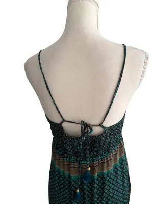BLACK Green Floral Maxi Dress Size Large Womens thumbnail 4