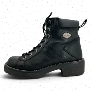 Harley-Davidson Black Leather Biker Boots Lace Up Side Zipper 84051 Heavy Duty 9 thumbnail 2