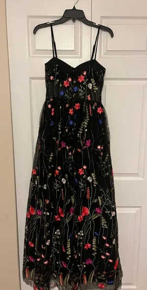 City Studios Black Floral Embroidered Prom/Formal Dress thumbnail 4