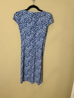 Tommy Bahama "Clara Lovely Leo" Faux-Wrap Dress Blue Animal Print Size XS thumbnail 5