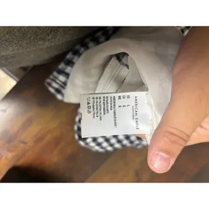 American Eagle Gingham Mini Skirt Size Large | Blue & White Check Linen Blend thumbnail 5