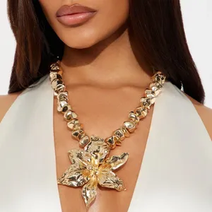 Gold Floral Statement Necklace thumbnail 2