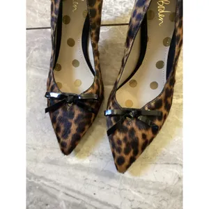 Boden Leopard Print Calf Hair Pointed Toe Bow Pumps Brown Heels 38.5 thumbnail 5