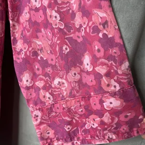 Blair Pink Floral Cotton Button‎ Down Shirt 3/4 Sleeve Womens Medium thumbnail 3
